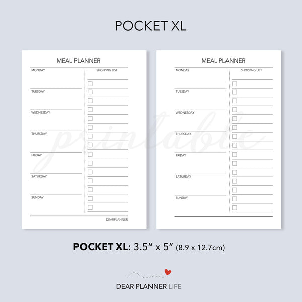 Meal Planning (Pocket Plus) Printable PDF : KP-32B