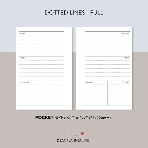 Week on 2 Pages with Small Weekend (Pocket Size) Printable PDF : K33