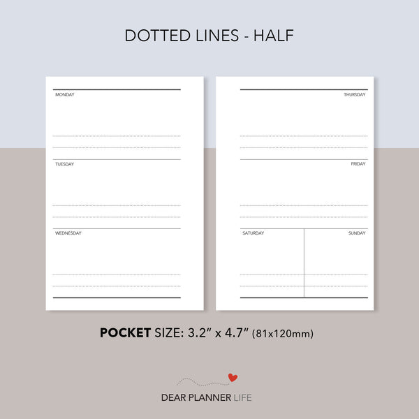 Week on 2 Pages with Small Weekend (Pocket Size) Printable PDF : K33