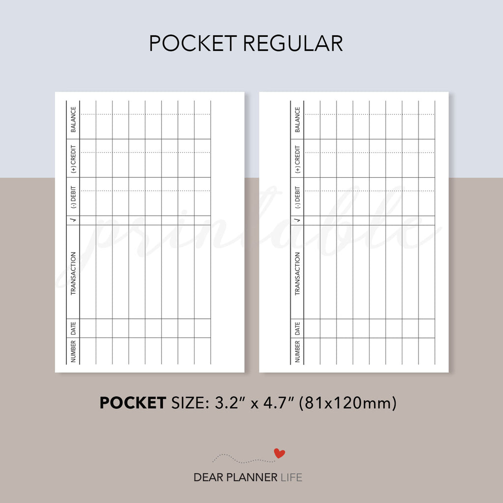 Check Register Printable (Pocket Size) Printable PDF : K35 – DearPlannerLife check-register-printable-pocket-size-printable-pdf-k35-dearplannerlife