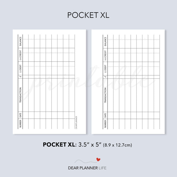 Check Register Pages (Pocket Plus) Printable PDF : KP-35