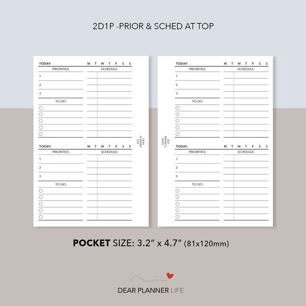 2 Days on 1 Page (Pocket Size) Printable PDF : K-42