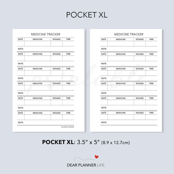 Medicine Tracker (Pocket Plus) Printable PDF : KP-50