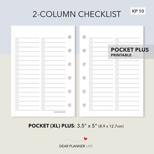 2-Column Checklist (Pocket Plus) Printable PDF : KP-10