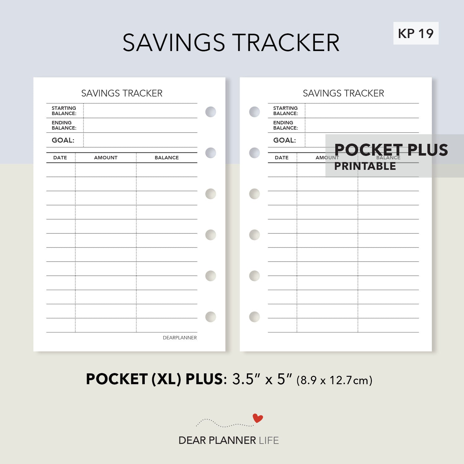 Savings Tracker (Pocket Plus) Printable PDF : KP-19