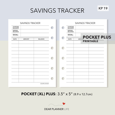 Savings Tracker (Pocket Plus) Printable PDF : KP-19