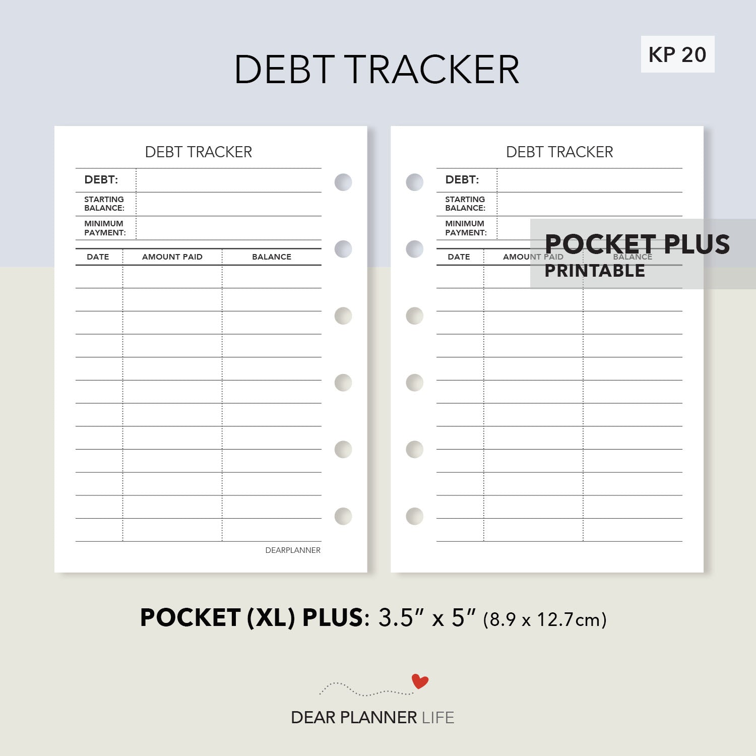 Debt Tracker (Pocket Plus) Printable PDF : KP-20