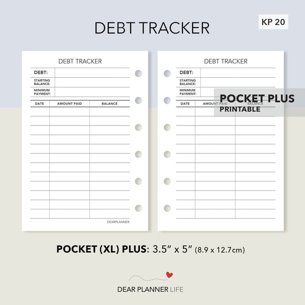 Debt Tracker (Pocket Plus) Printable PDF : KP-20