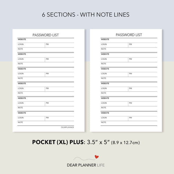 Password List (Pocket Plus) Printable PDF : KP-28