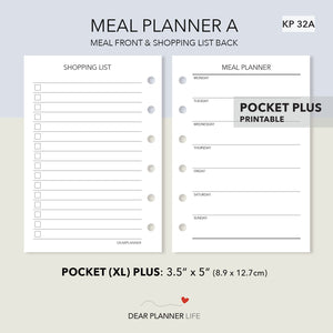 Meal Planning (Pocket Plus) Printable PDF : KP-32A