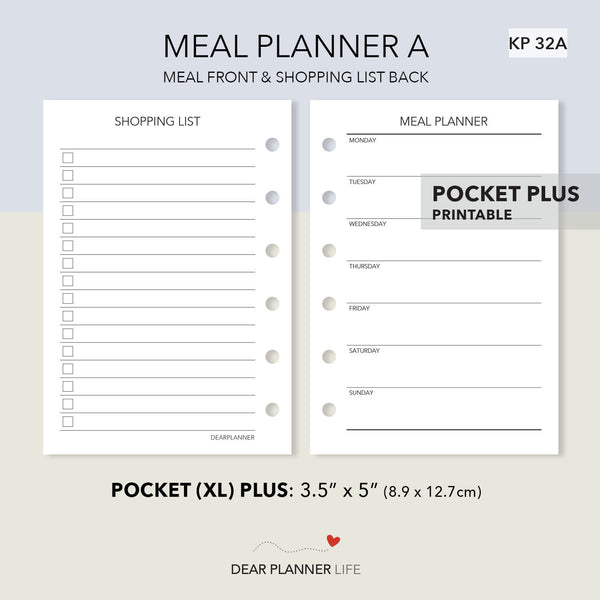 Meal Planning (Pocket Plus) Printable PDF : KP-32A