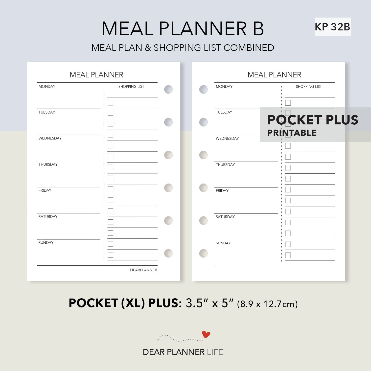 Meal Planning (Pocket Plus) Printable PDF : KP-32B