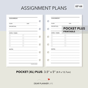 Assignment Plans (Pocket Plus) Printable PDF : KP-44