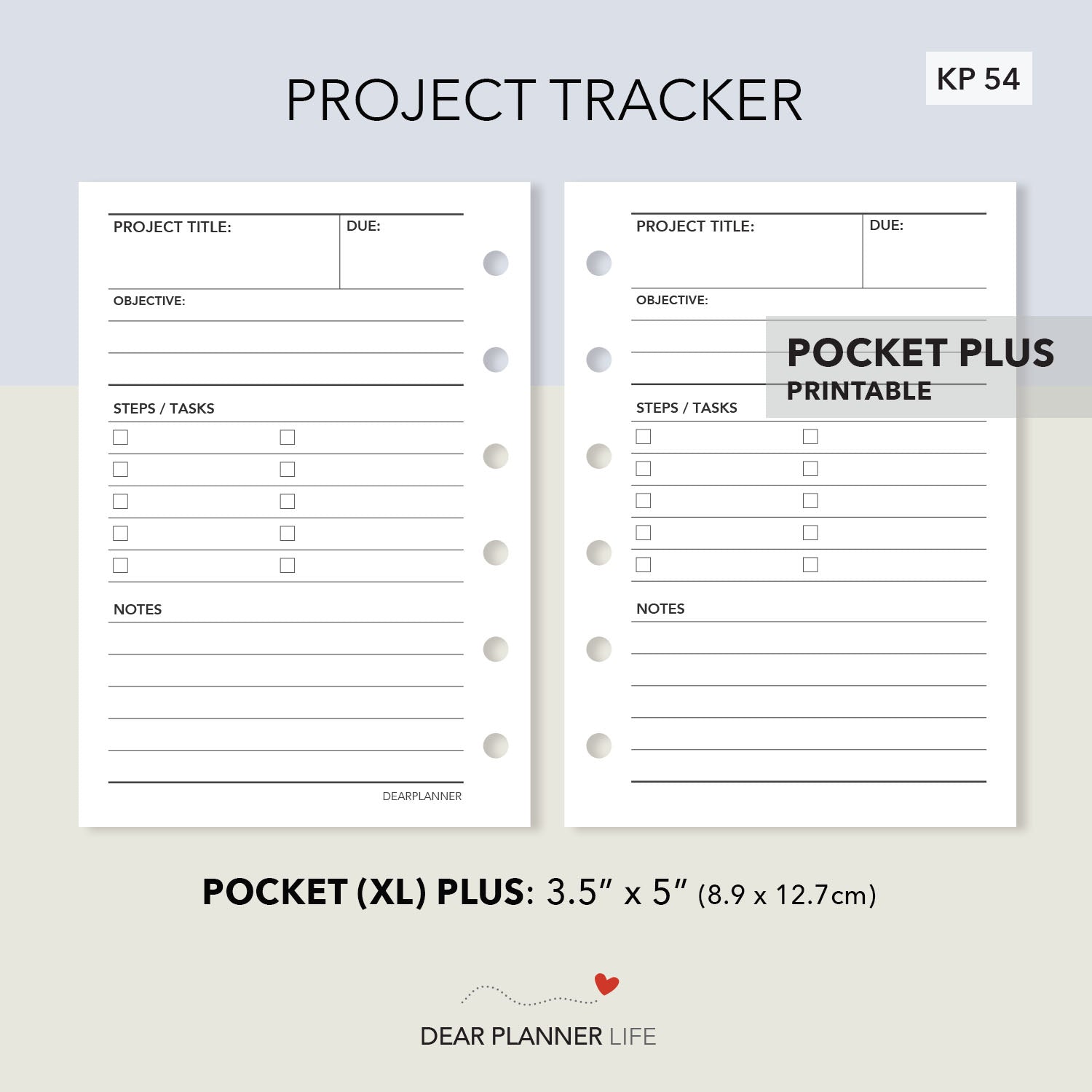 Project Tracker (Pocket Plus) Printable PDF : KP-54