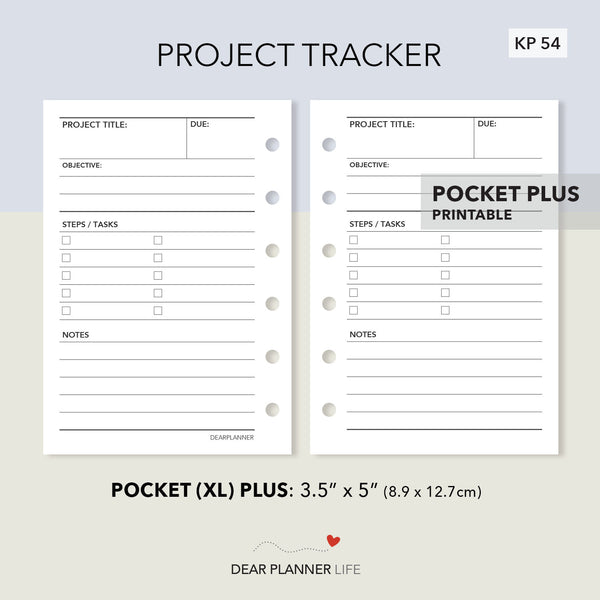 Project Tracker (Pocket Plus) Printable PDF : KP-54