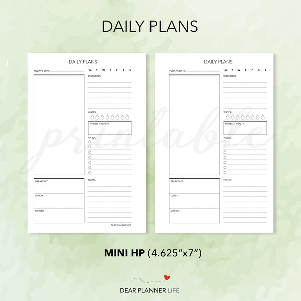 Daily Plans (Mini HP Size) Printable PDF : M-06