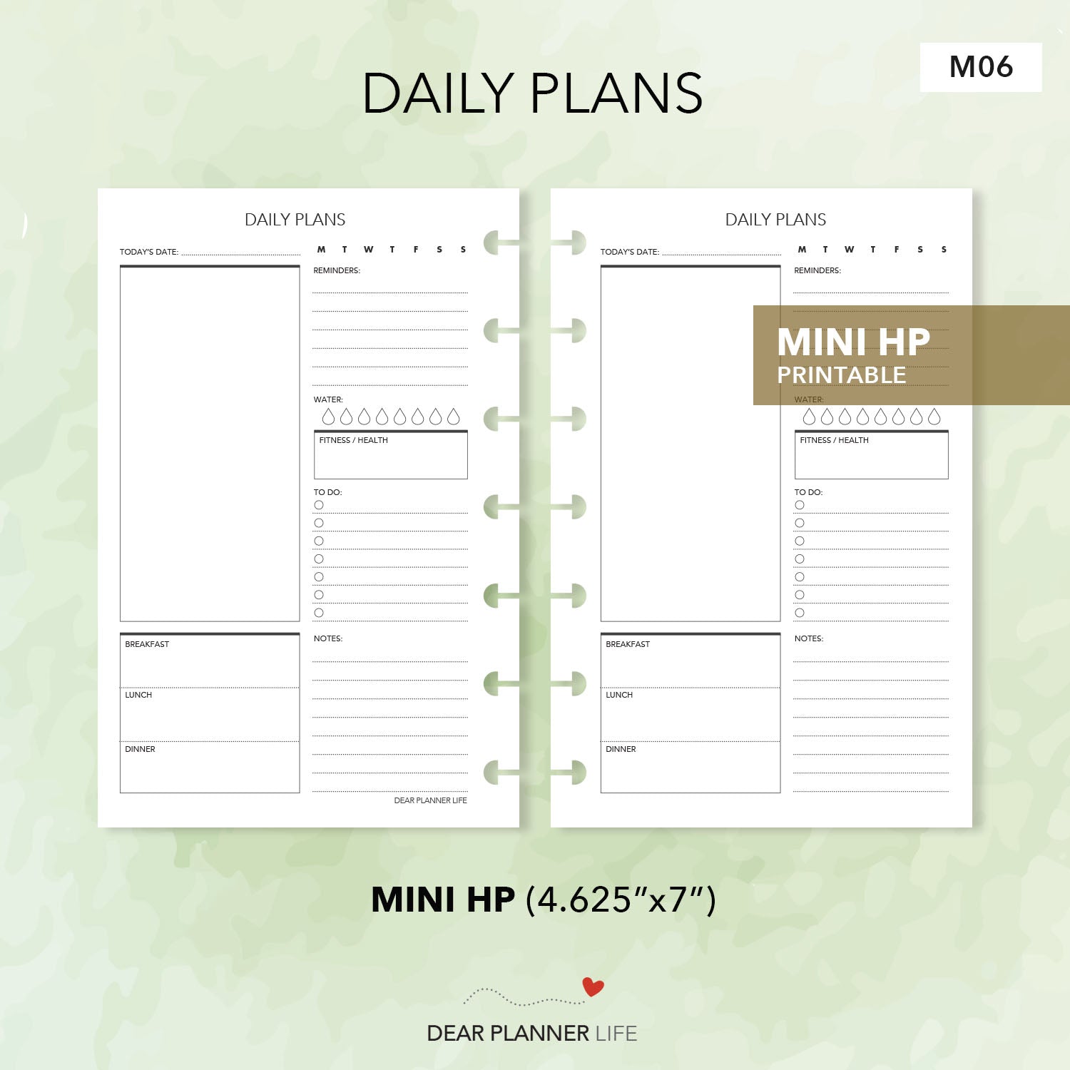 Daily Plans (Mini HP Size) Printable PDF : M-06