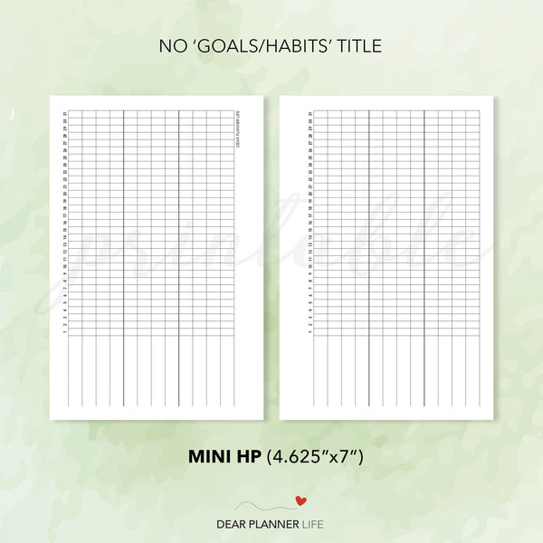 Goals Tracker (Mini HP Size) Printable PDF : M-12