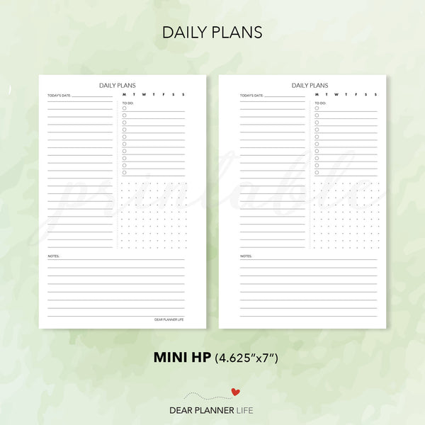 Flexible Daily Plans (Mini HP Size) Printable PDF : M-37