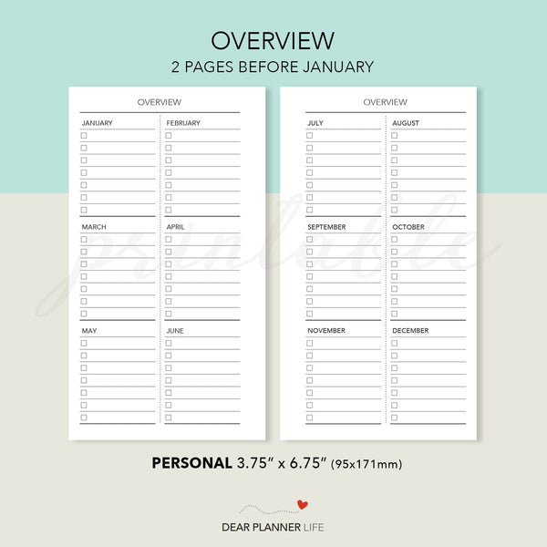 2024 Vertical Monthly - MONDAY Start (Personal Size) Printable PDF : P-68 C