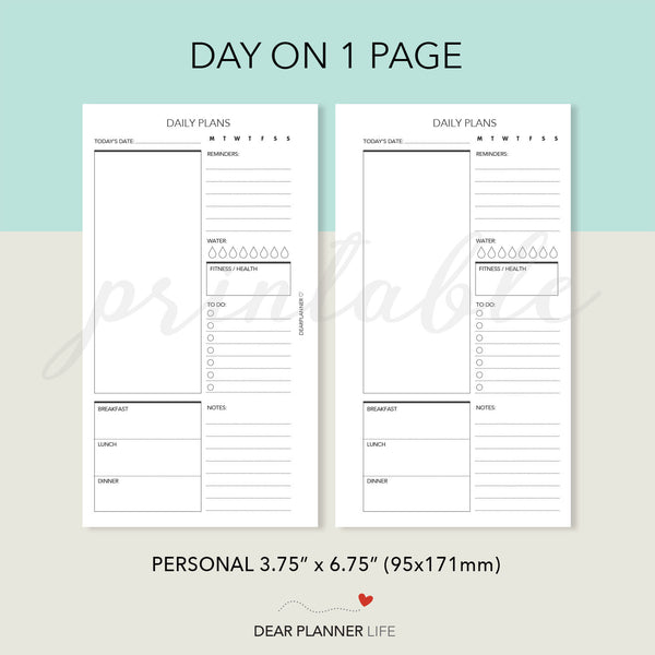 Daily Plans Page, Printable PDF : P06