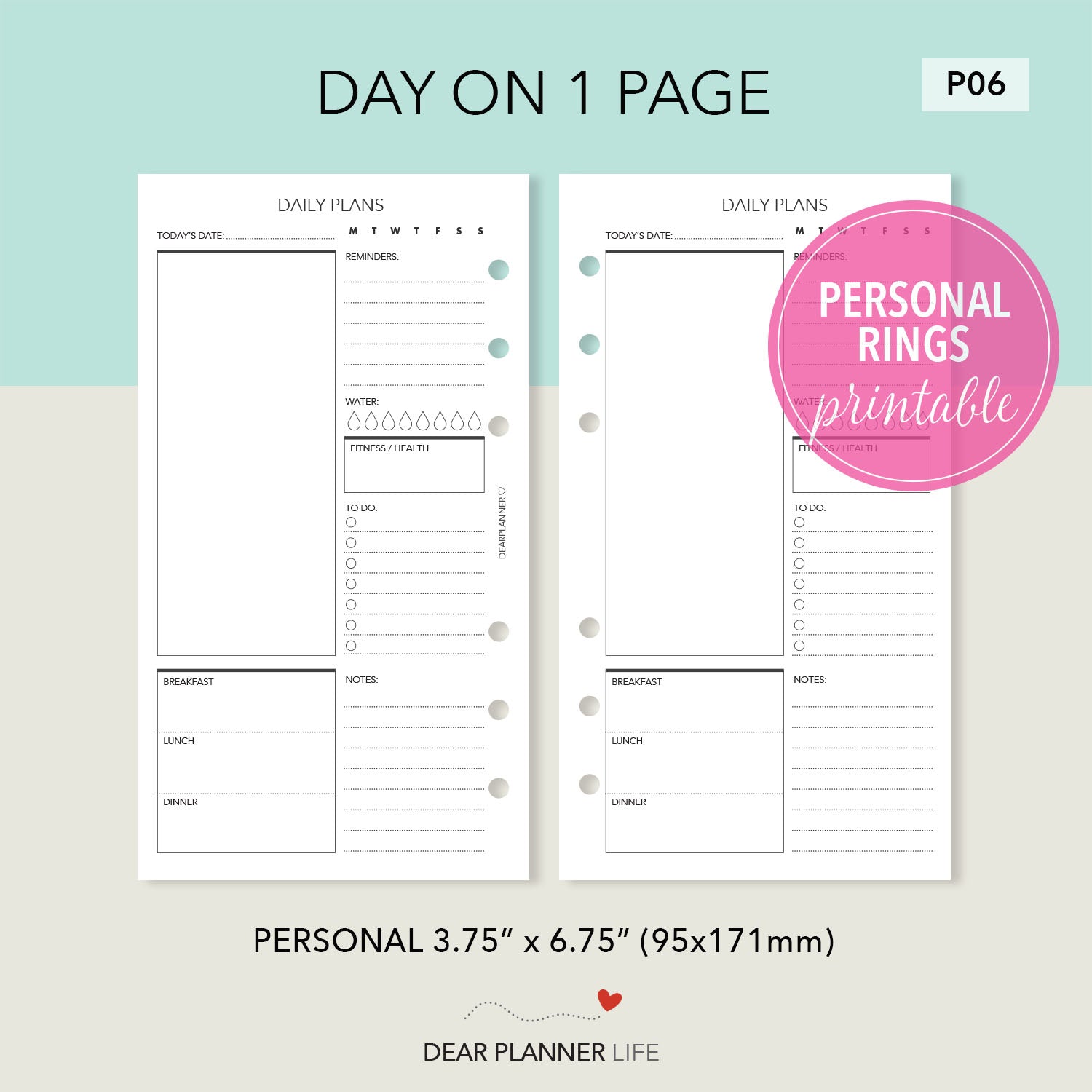 Daily Plans Page, Printable PDF : P06