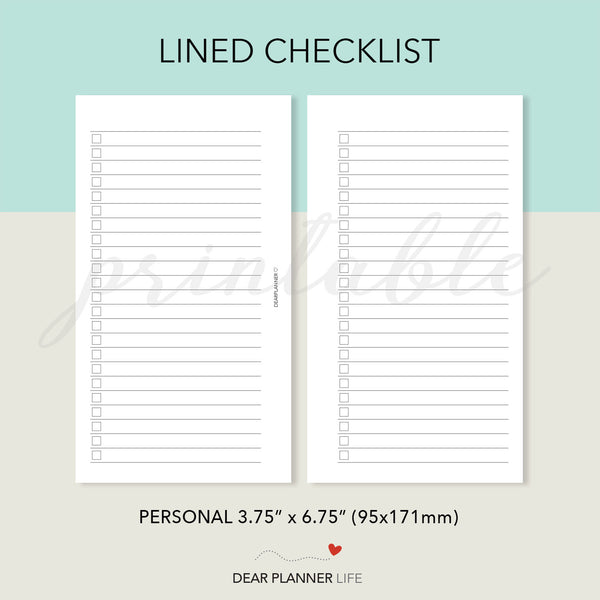 Lined Checklist Printable PDF : P09