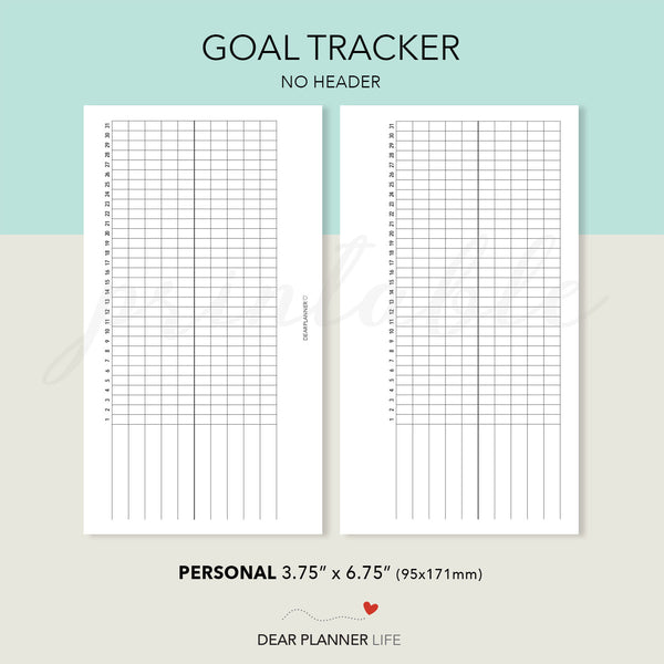 Monthly Goal Tracker (Personal Size) Printable PDF : P-12