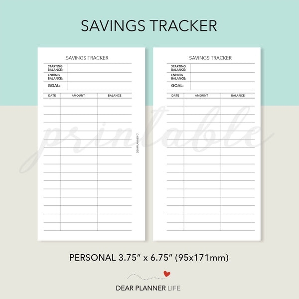 Savings Tracker Printable PDF : P19