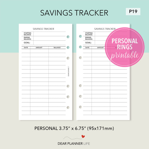 Savings Tracker Printable PDF : P19