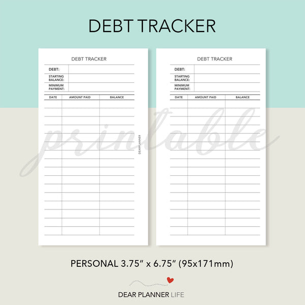 Debt Tracker Printable PDF : P20