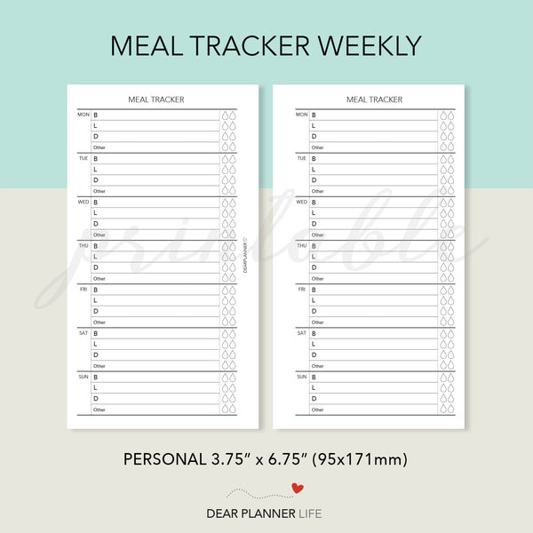 Meal Tracker (Personal Size) Printable PDF : P23