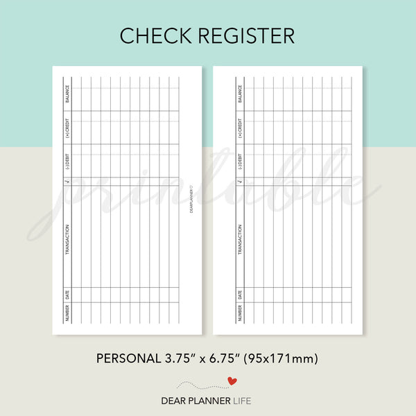 Check Register Printable PDF : P35