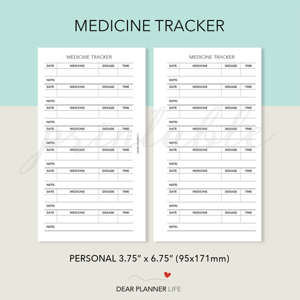 Medicine Tracker Printable PDF : P50