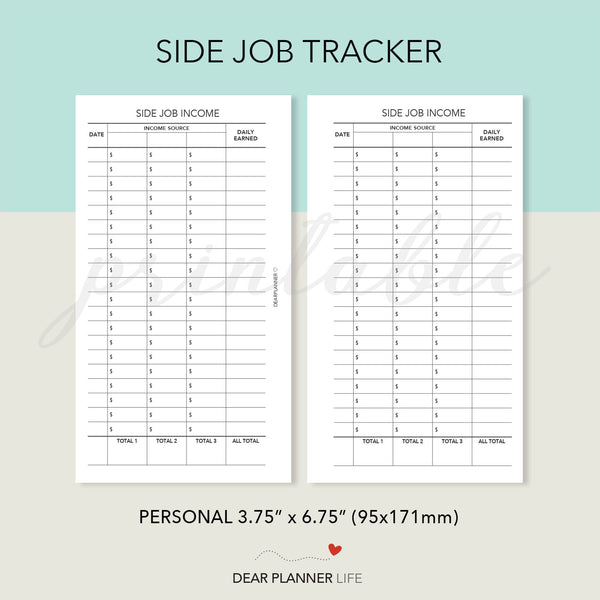 Side Job Tracker Printable PDF : P53