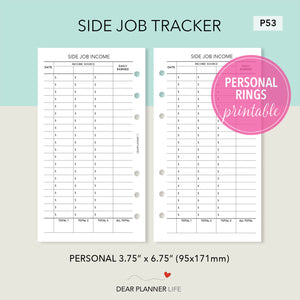 Side Job Tracker Printable PDF : P53