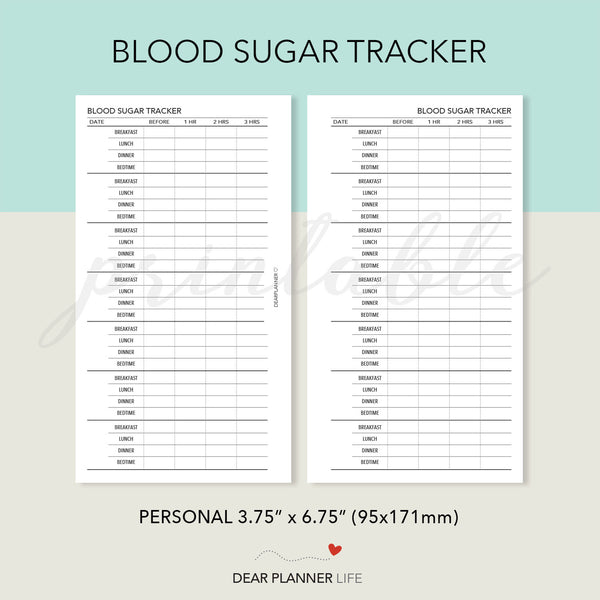 Blood Sugar Tracker Printable PDF : P55