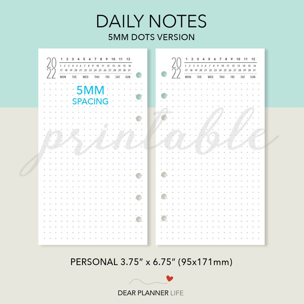 Daily Note Pages with Year Header PDF Printable : P65