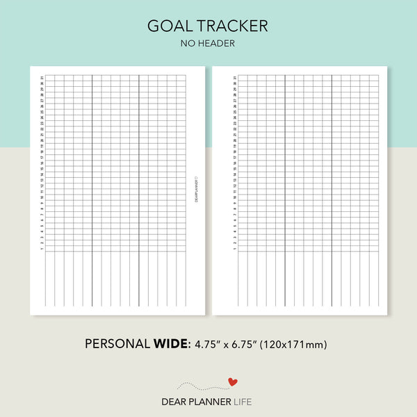 Month Goal Tracker (Personal WIDE) Printable PDF : W12