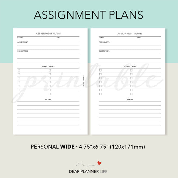 Assignment Plans (Pers WIDE) Printable PDF : W44