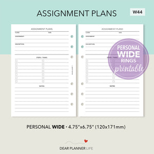 Assignment Plans (Pers WIDE) Printable PDF : W44