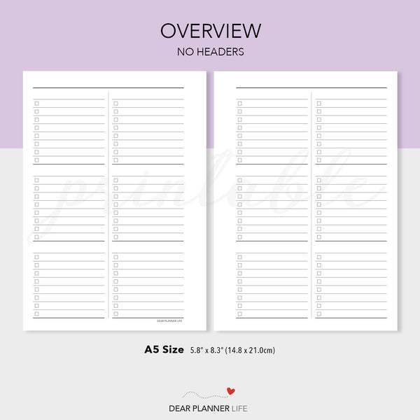 Year Overview Tracker (A5 Size) PDF Printable (A5-38)